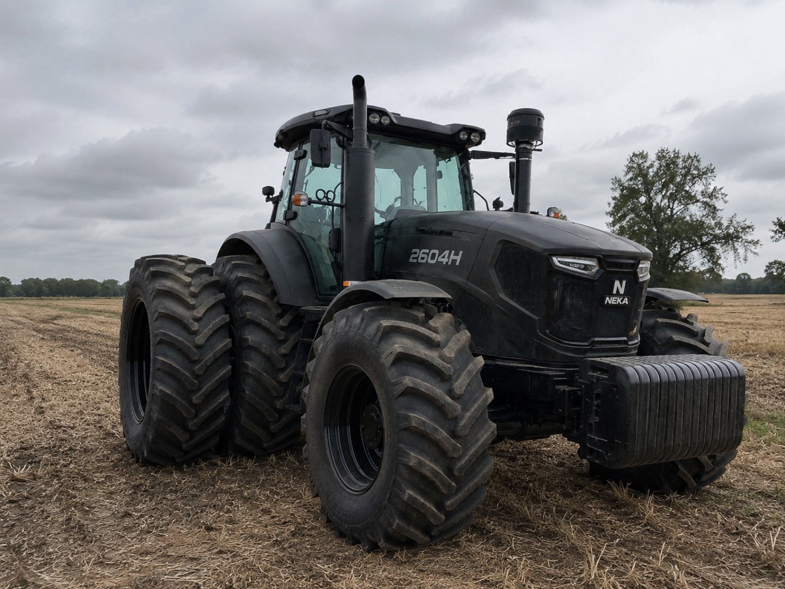Representación generada de un tractor NEKA de alto caudal hidráulico